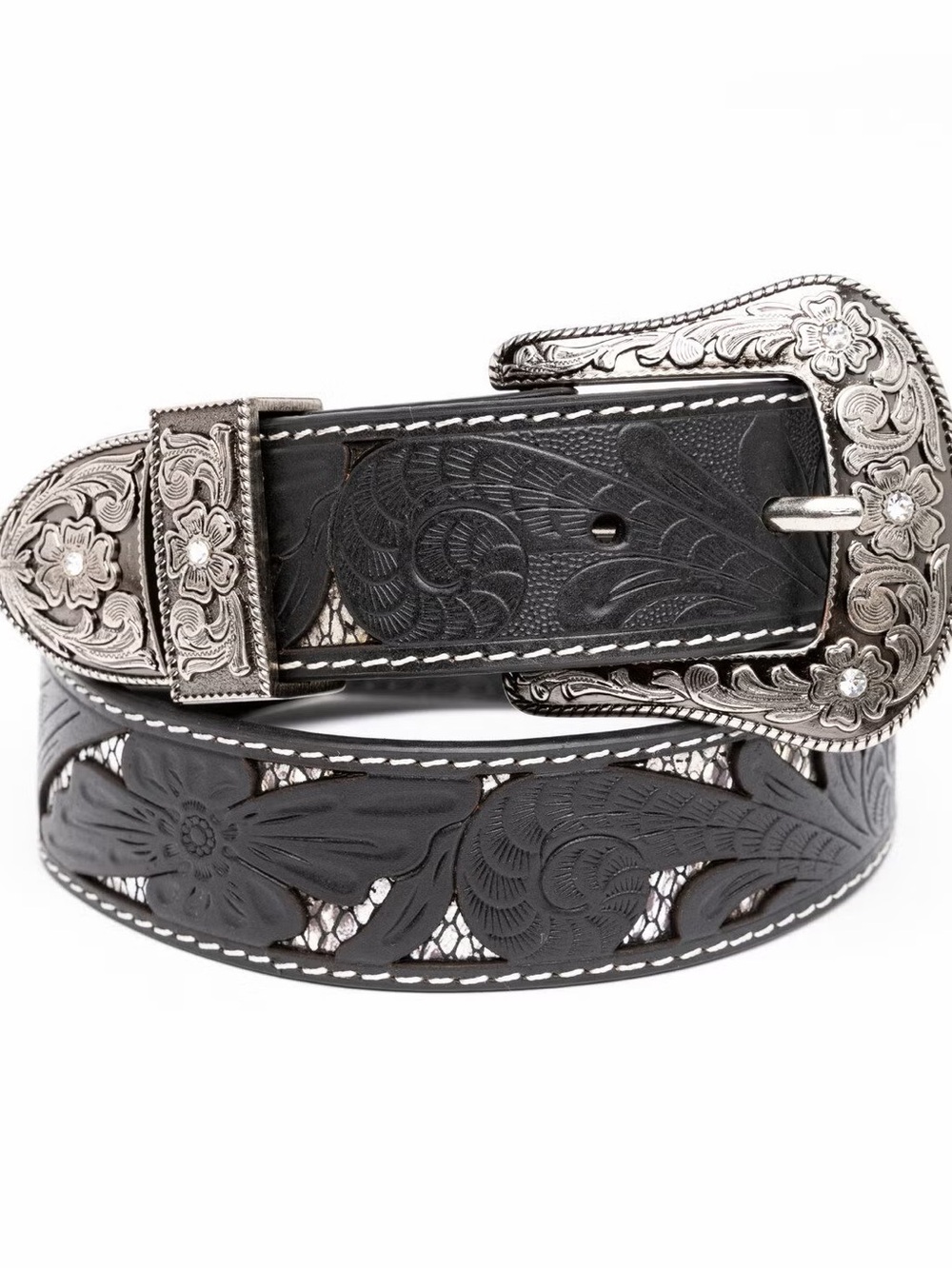 Boot Barn Women’s Black Floral Shyanne Belt Genuine Leather